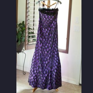 Strapless, Feathered, floor length Prom Dress